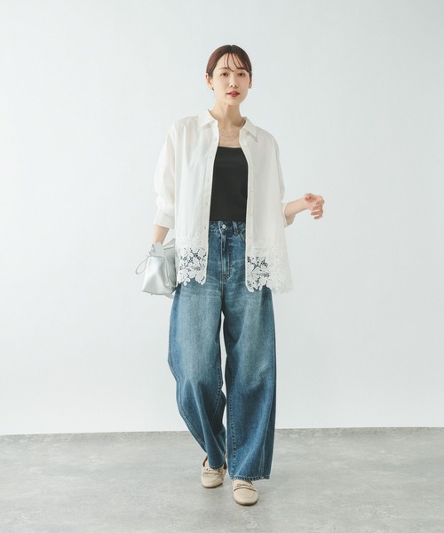 GLOBAL WORK（グローバルワーク） ブラウス シャツ 切り替えレース 