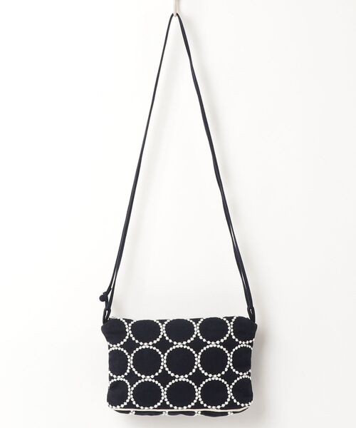 ⚮̈ミナペルホネン　tambourine navy ヌッピバッグＳ mina perhonen（ミナペルホネン） tambourine 刺繍ショルダーバッグ