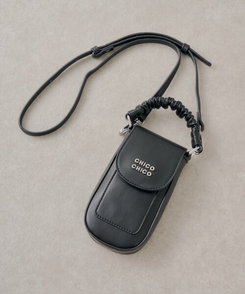 ちゃこさん専用　A.P.C. 黒 ナイロンポーチ Chico（チコ） ギャザーハンドルフラップデザインスマホポーチ