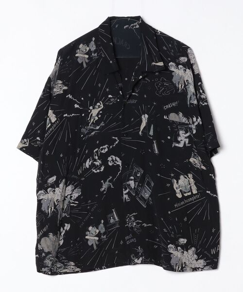 PORTER CLASSIC（ポータークラシック） 花柄半袖シャツ M ブラック