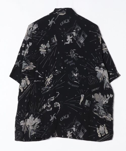 「PORTER CLASSIC」 花柄半袖シャツ M ブラック メンズ_画像2