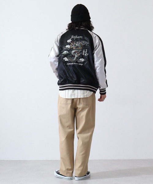 「ACE」 スカジャン L ブラック×ゴールド メンズ_画像7