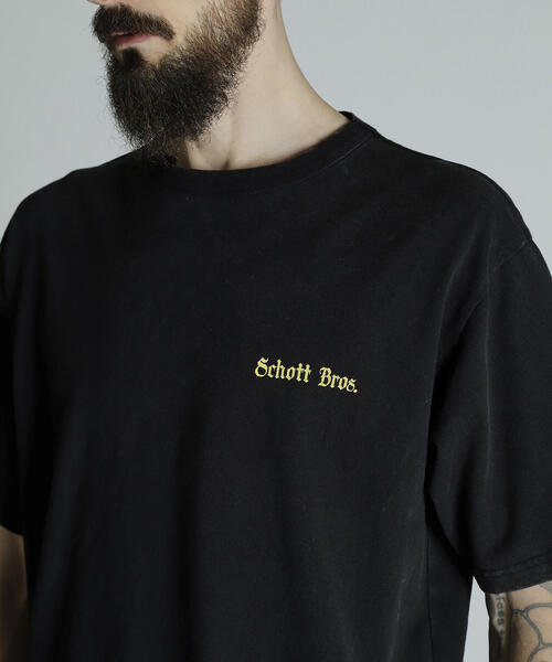 「schott」 半袖Tシャツ L ブラック メンズ_画像7