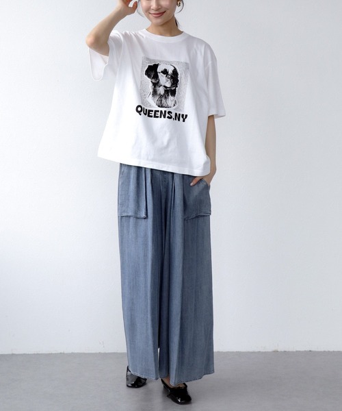 Jines（ジネス） ワイドパンツ パンツ テンセルデニムガウチョパンツ