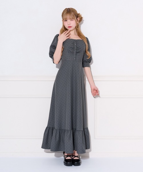 アプレジュール パフスリーブティアードワンピース XL 未使用 apres jour（アプレジュール） ワンピース 半袖 パフスリーブ