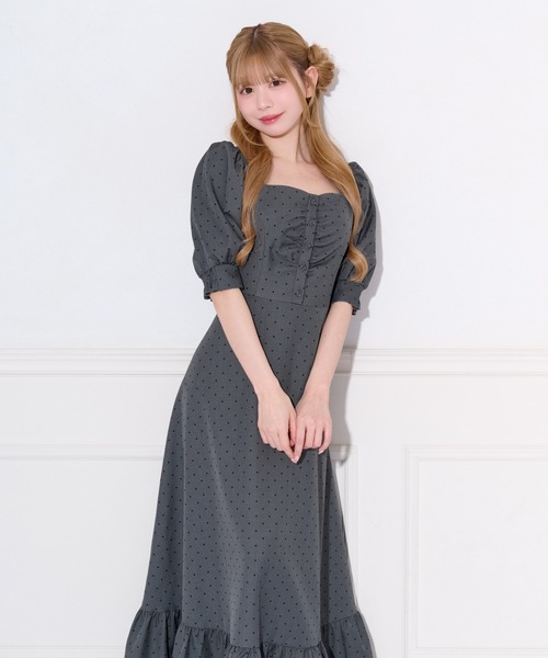 アプレジュール パフスリーブティアードワンピース XL 未使用 apres jour（アプレジュール） ワンピース 半袖 パフスリーブ