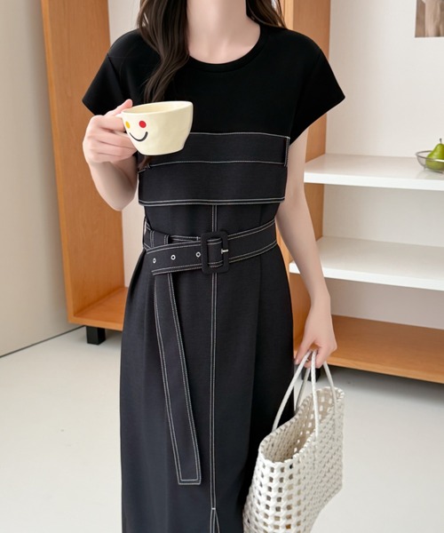 ABITOKYO（アビトーキョー） ワンピース 半袖 ウエストマーク異素材