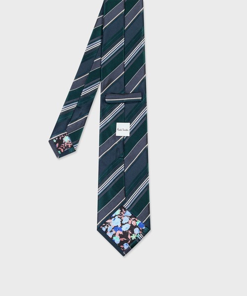 美品 ポールスミス ネクタイ シルク 花柄 ストライプ 黒 緑 Paul Smith（ポール・スミス） ネクタイ グラデーションストライプ
