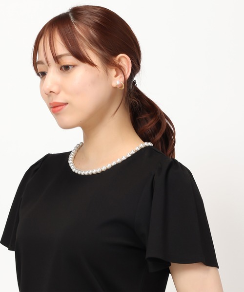 「MISCH MASCH」 半袖カットソー フリ- ブラック レディース_画像7