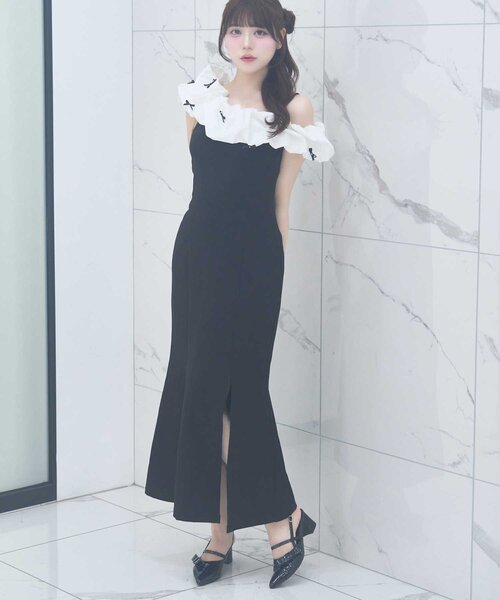ワンピース Ribbon Oneshoulder Mermaid Onepiece Belle Charme ワンピース 半袖 「Belle Charme」Ribbon Oneshoulder