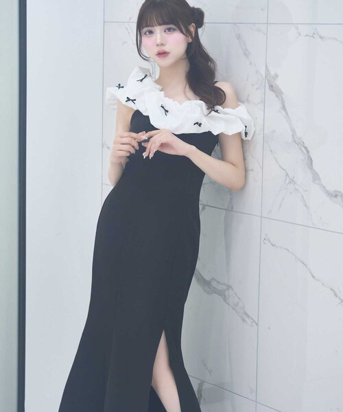 ワンピース Ribbon Oneshoulder Mermaid Onepiece Belle Charme ワンピース 半袖 「Belle Charme」Ribbon Oneshoulder