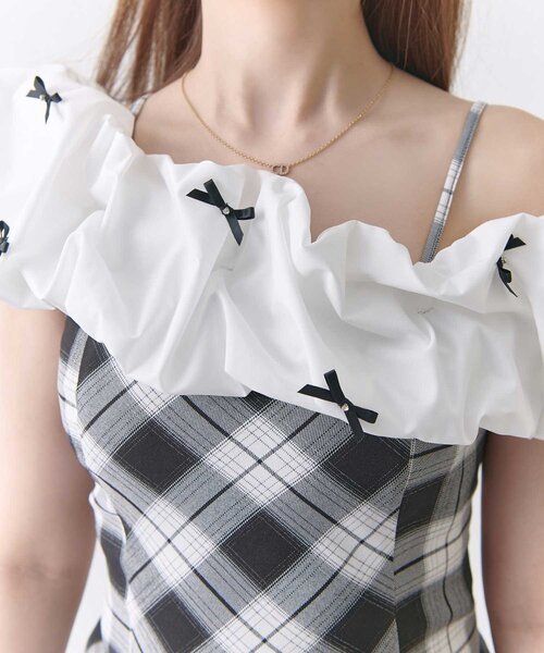 Belle Charme ワンピース 半袖 「Belle Charme」Ribbon Oneshoulder