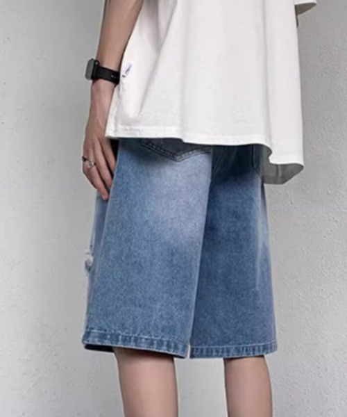 「MGV」 デニムハーフパンツ LARGE ライトブルー メンズ_画像2