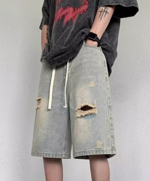 「MGV」 デニムハーフパンツ LARGE ライトブルー メンズ_画像4