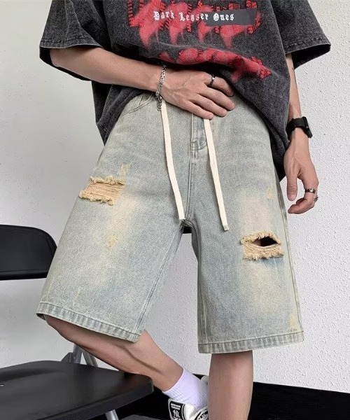 「MGV」 デニムハーフパンツ LARGE ライトブルー メンズ_画像5