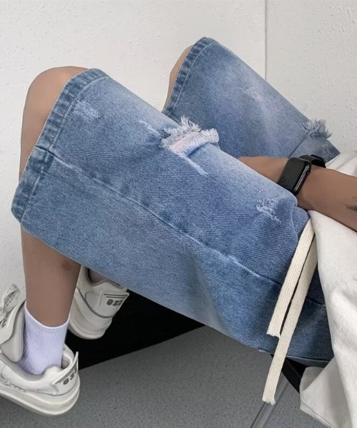 「MGV」 デニムハーフパンツ LARGE ライトブルー メンズ_画像6