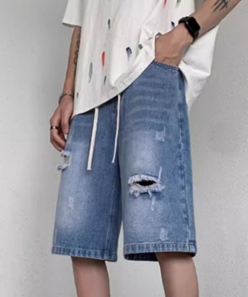 「MGV」 デニムハーフパンツ LARGE ライトブルー メンズ_画像7