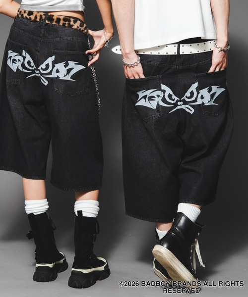 BAD BOY（バッドボーイ） ワイドパンツ ハーフパンツ ジーンズ 短パン