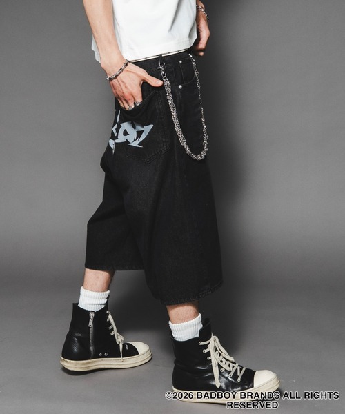 BAD BOY（バッドボーイ） ワイドパンツ ハーフパンツ ジーンズ 短パン