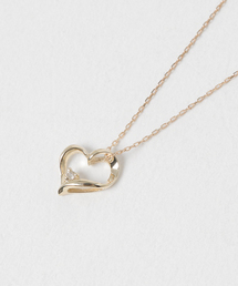 con affetto ネックレス K10ダイヤハートネックレス レディース