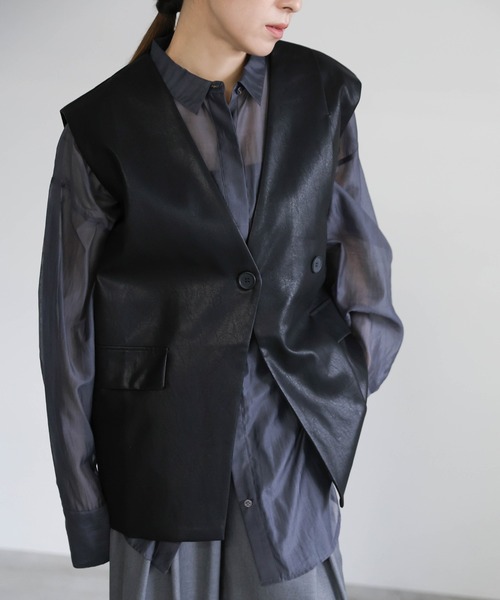 select MOCA セレクトモカ  フェイクレザー ジャケット ベスト select MOCA（セレクトモカ） ベスト ジレ フェイクレザージャケット