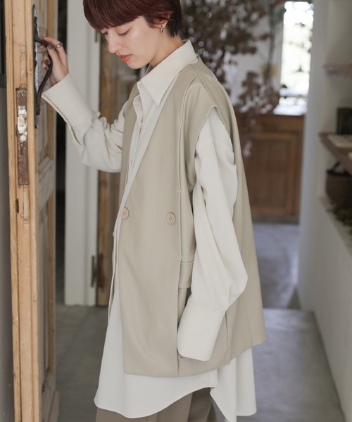 select MOCA セレクトモカ  フェイクレザー ジャケット ベスト select MOCA（セレクトモカ） ベスト ジレ フェイクレザージャケット
