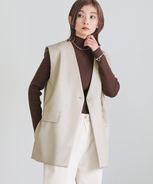 フェイクレザージャケットベスト　select MOCA フェイクレザージャケットベスト – SELECT MOCA