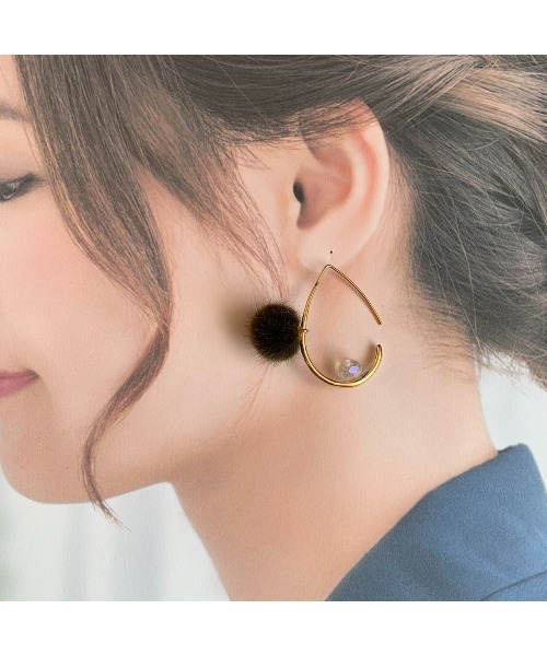 TONE（トネ） ピアス 「-lensa-」18金コーティングのファーピアス(MA 