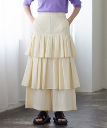 LANVIN ネイビー キュロット 38 LANVIN en Bleu パンツ ティアードキュロットパンツ レディース