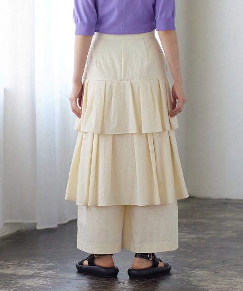 LANVIN en Bleu パンツ ティアードキュロットパンツ レディース