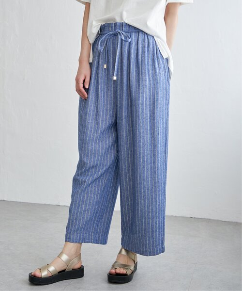 ikka パンツ 麻混ベルト付きワイドパンツ レディース : ZOZOTOWN