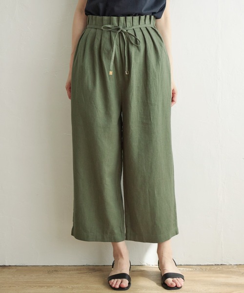 goaのパンツ❤︎ Mサイズ！麻入りパンツなので、これからの季節にピッタリ♡ ikka パンツ 麻混ベルト付きワイドパンツ レディース : ZOZOTOWN