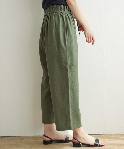 goaのパンツ❤︎ Mサイズ！麻入りパンツなので、これからの季節にピッタリ♡ ikka パンツ 麻混ベルト付きワイドパンツ レディース : ZOZOTOWN