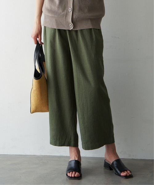 ikka パンツ 麻混ベルト付きワイドパンツ レディース : ZOZOTOWN Yahoo