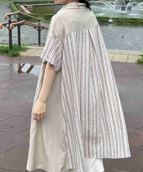 AS KNOW AS（アズノゥアズ） ワンピース 夏 半袖 異素材MIX半袖シャツ