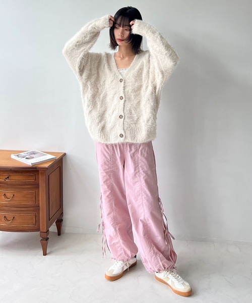 AS KNOW AS（アズノゥアズ） カーディガン フェザーケーブル編みV