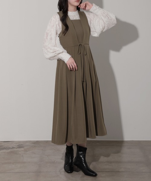 新品タグ付✨️42 ジャンパースカート カメリア キルティング リボン No.801 カメオ付フリルリボンジャンパースカート | metamorphose temps