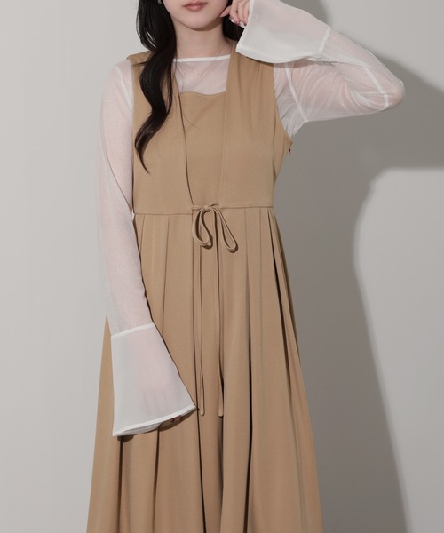 新品タグ付✨️42 ジャンパースカート カメリア キルティング リボン フロントリボンUあきジャンスカ ｜ LIZ LISA（リズリサ）公式通販