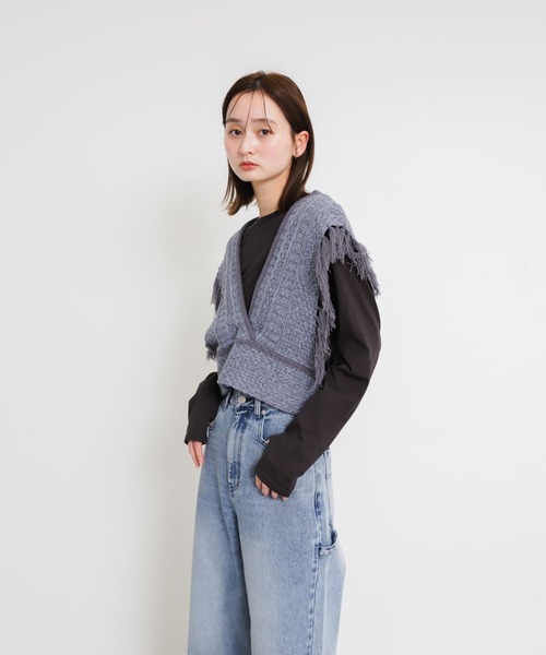 SENSE OF PLACE by URBAN RESEARCH ベスト ジレ フリンジニットベスト