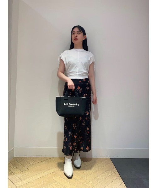 ALLSAINTS トートバッグ IZZY LOGO PRINT KNITTED MINI TOTE BAG
