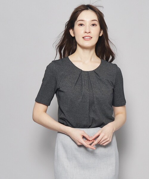 tシャツ 「洗える／日本製／ラメ入り」上品ラウンドネックプルオーバー レディース COUP DE CHANCE tシャツ 「洗える／日本製／ラメ入り」上品