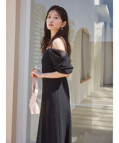 ワンピース オフショルシアーレイヤードデザインワンピース レディース  