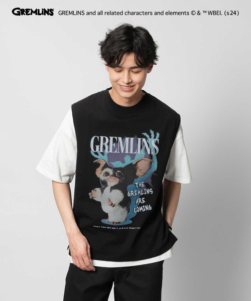 【24SS NEW】SAINT LAURENT_men / ノースリーブシャツ Right-on tシャツ 「GREMLIMS」ノースリーブ Tシャツ メンズ