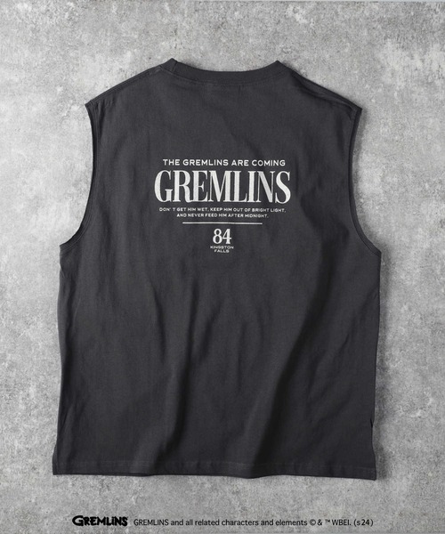 【24SS NEW】SAINT LAURENT_men / ノースリーブシャツ Right-on tシャツ 「GREMLIMS」ノースリーブ Tシャツ メンズ