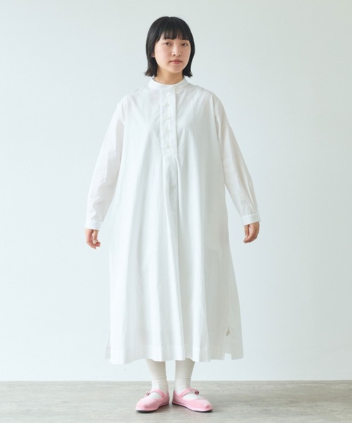 bulle de savon シャツワンピース basic バンドカラーシャツ