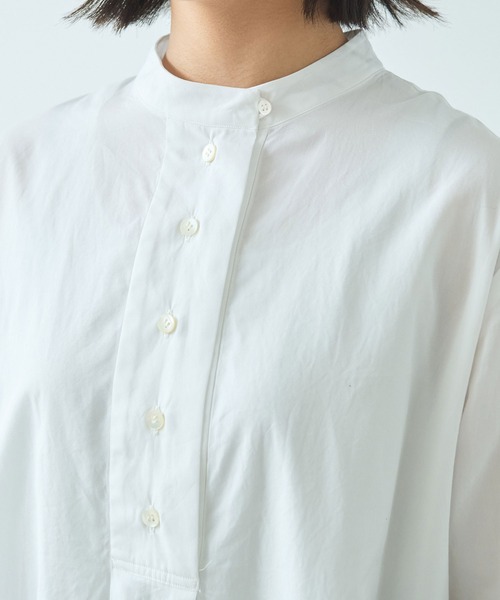 bulle de savon シャツワンピース basic バンドカラーシャツ