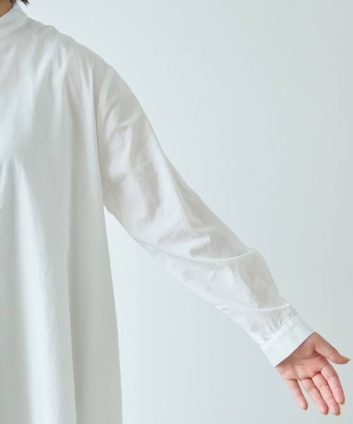 bulle de savon シャツワンピース basic バンドカラーシャツ