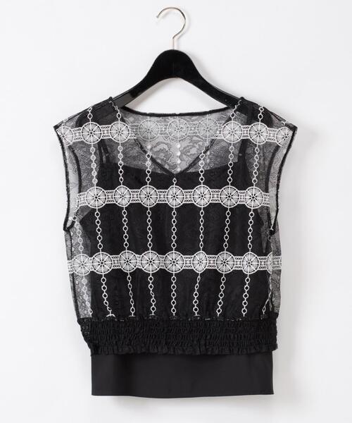 GRACE CONTINENTAL」 ノースリーブブラウス 38 レッド レディース 