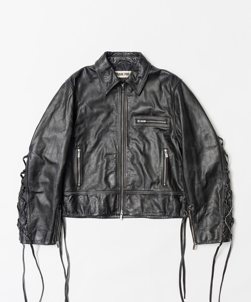 PRANK PROJECT フェイクレザートラックブルゾン  ブルー Lace-Up Leather Blouson - SALE