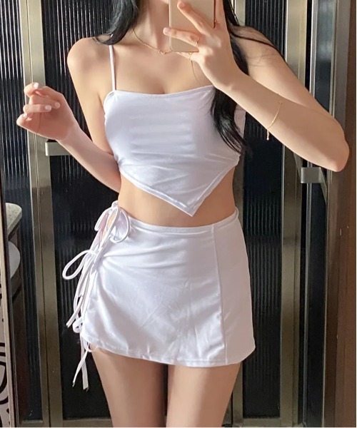 ■韓国■ ビキニ＋スカートSet Vネック スカーフ風 エスニック sw21_01.jpg